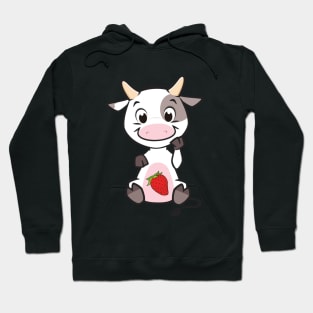 Strawberry Cow, Cute , Cartoon Hoodie